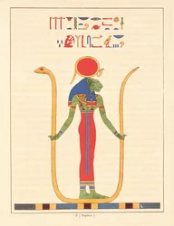 A deusa Sekhmet, ilustração de Pantheon égyptien: colecção de personagens mitológicas do Antigo Egipto de Jean-François Champollion, publicada em 1823-25